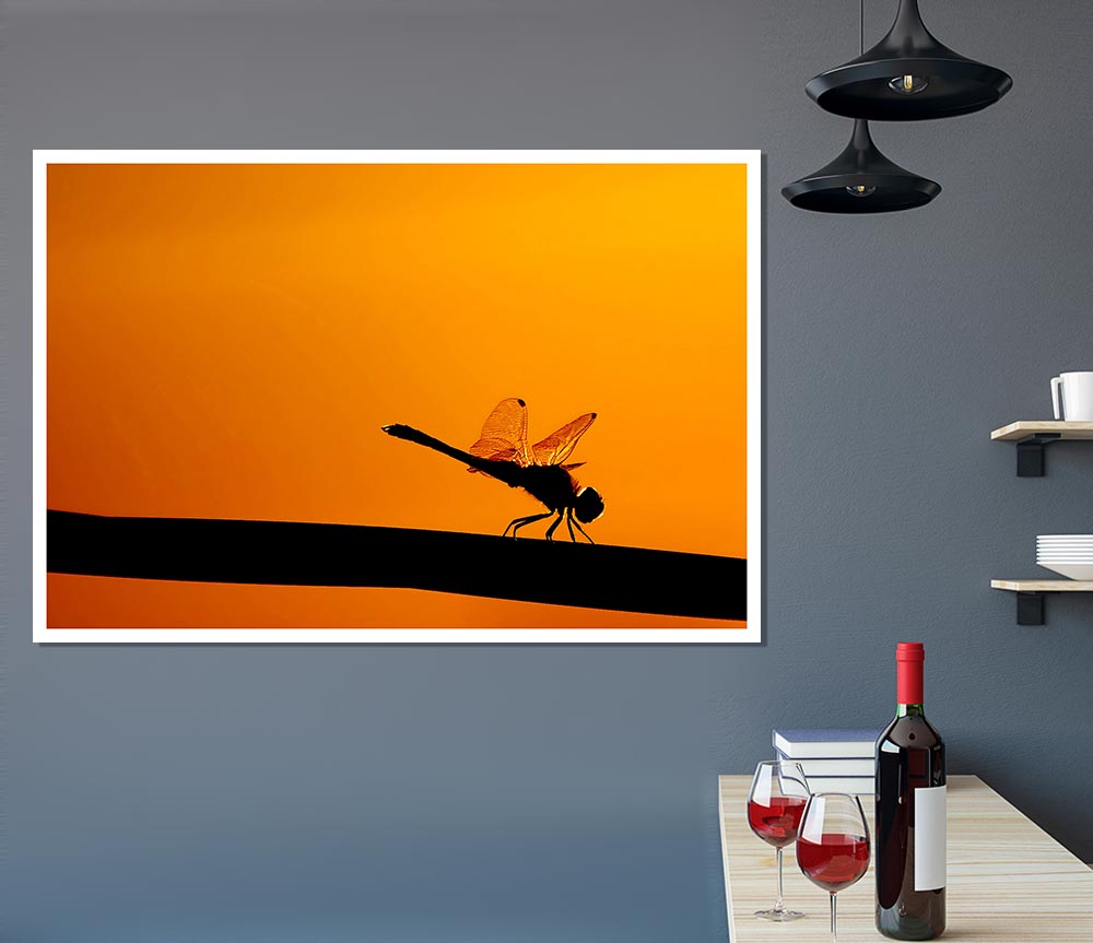 Dragonfly On A Stick Print Poster Wall Art
