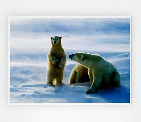 Family Of Polar Bears Print Poster Wall Art