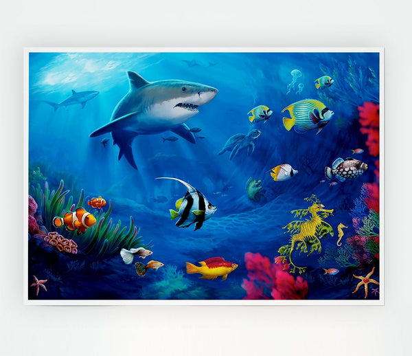 Fish Swirl Ocean Print Poster Wall Art
