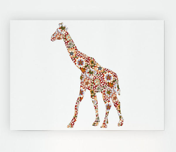 Flower Giraffe Print Poster Wall Art