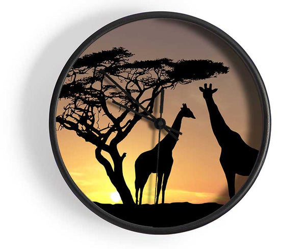 Giraffes At Sunset Clock - Wallart-Direct UK