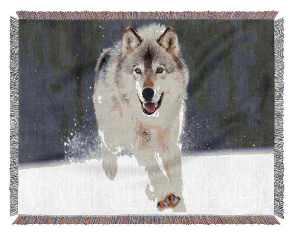Gray Wolf Minnesota Woven Blanket