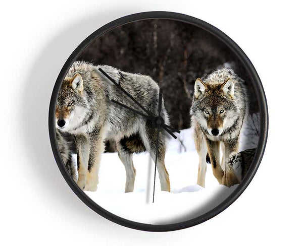 Gray Wolves Norway Clock - Wallart-Direct UK