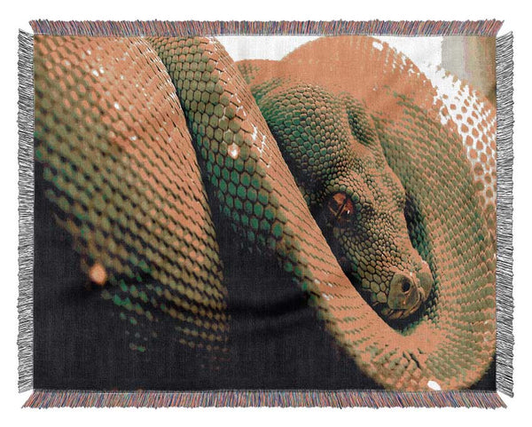 Green Snake Huddle Woven Blanket
