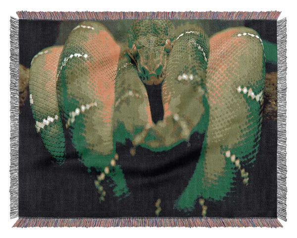 Green Snake Woven Blanket