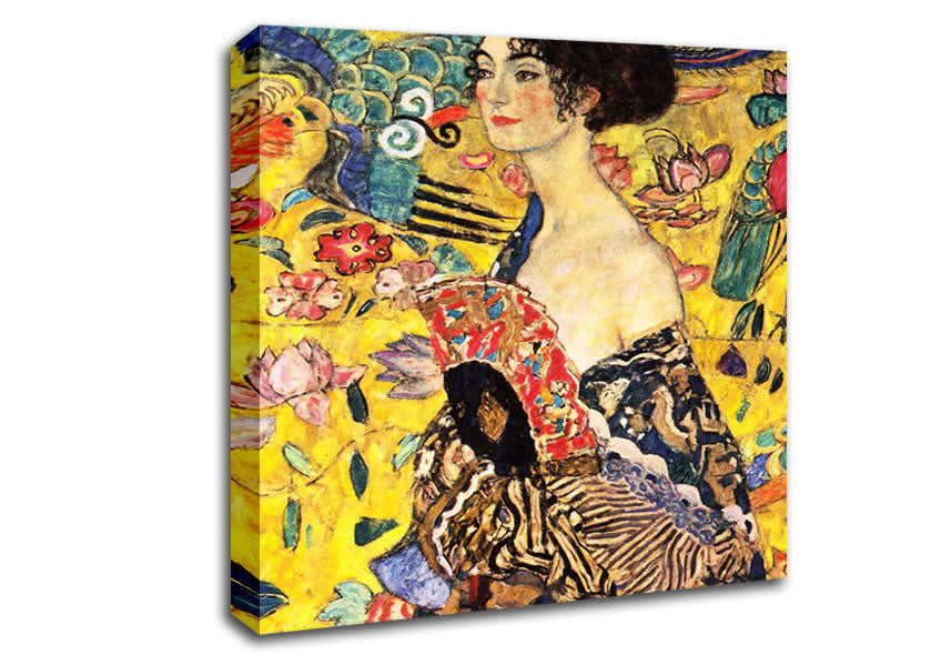 Picture of Klimt Lady With Fan Square Canvas Wall Art