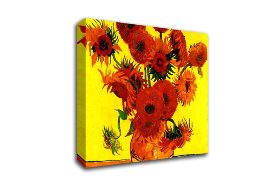 Picture of Van Gogh Still Life Vase With Fifteen Sunflowers 3 Square Canvas Wall Art