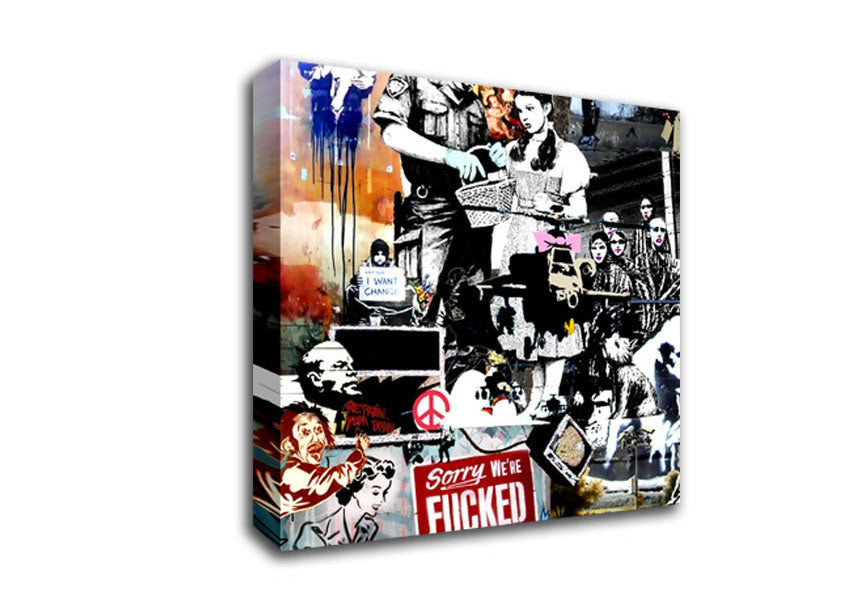 Picture of Banksy Collage 2 Square Canvas Wall Art