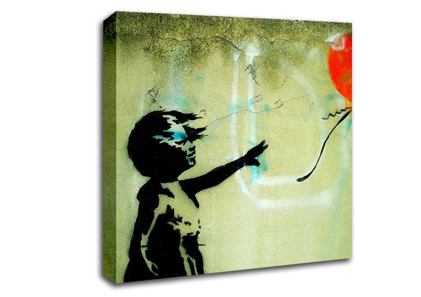Picture of Love Heart Balloon Girl Float Square Canvas Wall Art
