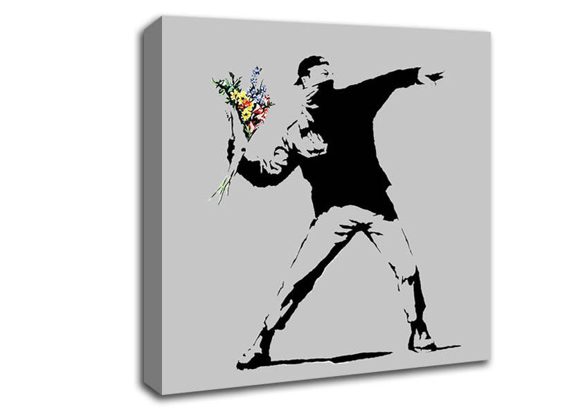 Picture of Peaceful Warrior Grey Square Canvas Wall Art