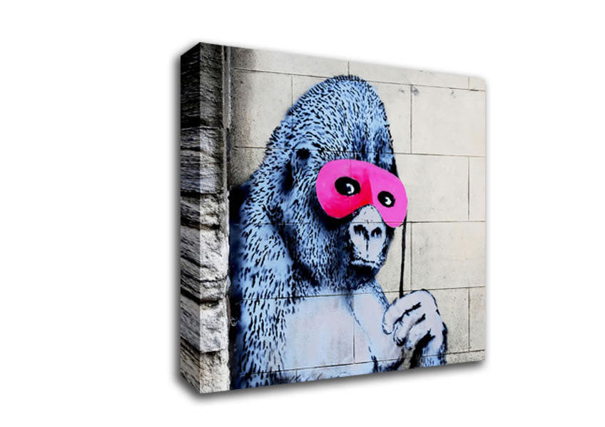 Picture of Pink Gorilla Mask Square Canvas Wall Art