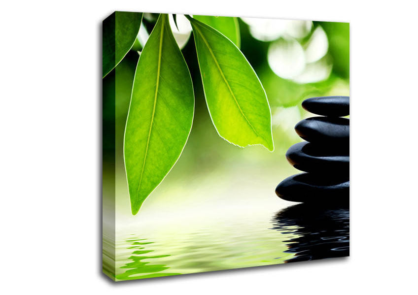Picture of Tranquil Water Stones Square Canvas Wall Art