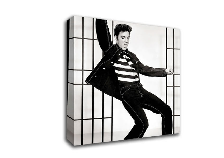 Picture of Elvis Jail House Rock B n W Square Canvas Wall Art