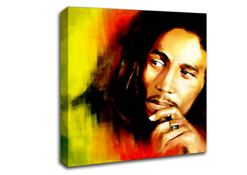 Picture of Bob Marley Red Yellow Green Square Canvas Wall Art