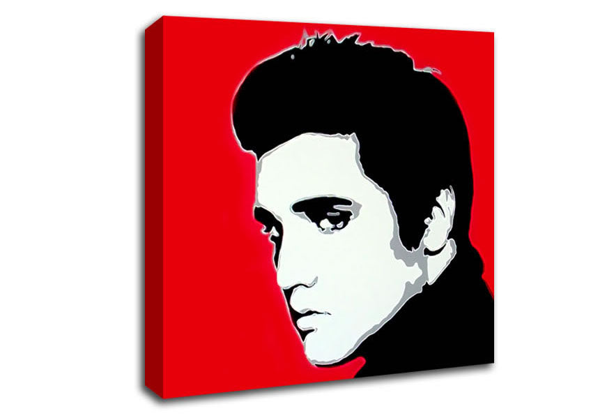 Picture of Elvis Portrait Red Square Canvas Wall Art
