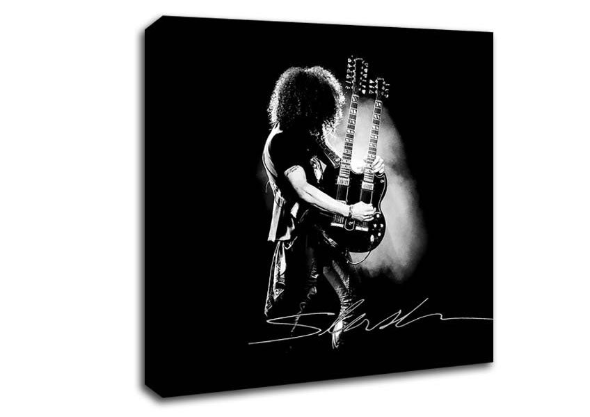 Picture of Slash Double Guitar B~w Square Canvas Wall Art