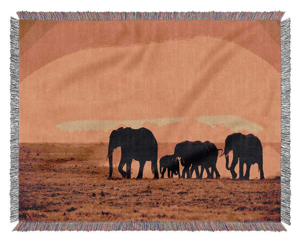 Hurd Of Elephants Woven Blanket