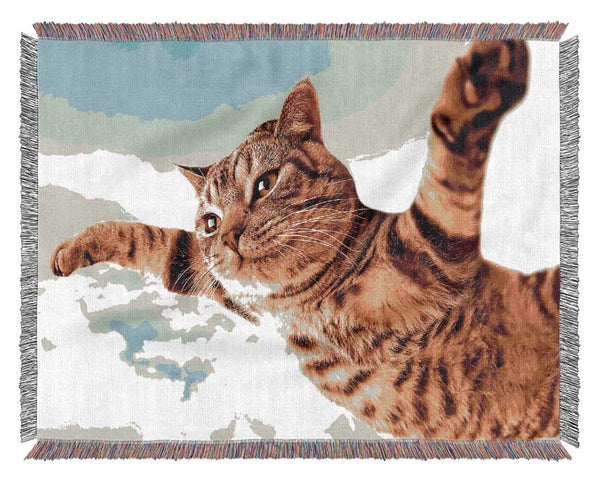 I Believe I Can Fly Cat Woven Blanket