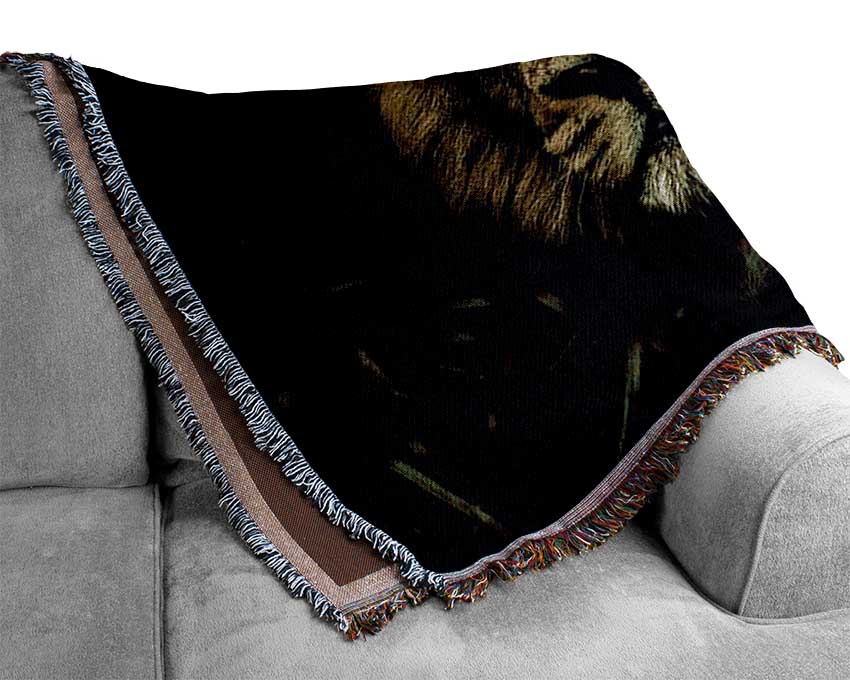 King Of The Jungle Stare Woven Blanket