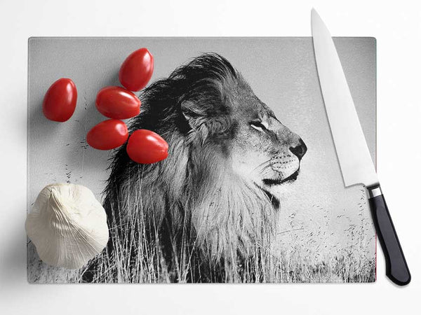 Lion On Watch Black n White Glass Chopping Board