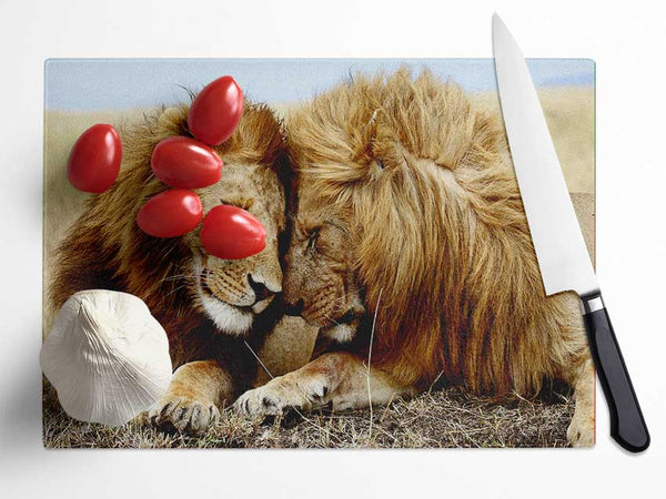 Lions Love Wild Cats Animals Glass Chopping Board
