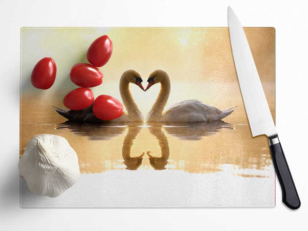 Loving Swans Glass Chopping Board
