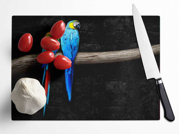 Pair Of Parrots Glass Chopping Board