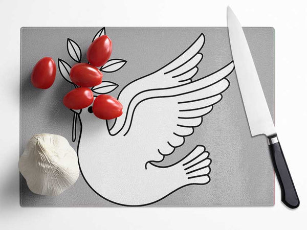 Peace Dove Glass Chopping Board