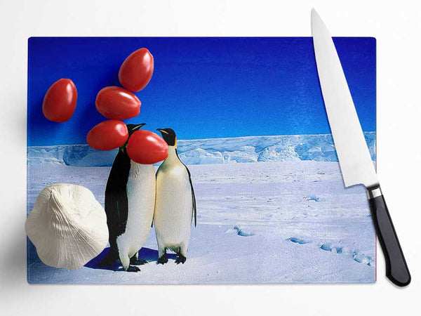 Penguin Stroll Glass Chopping Board