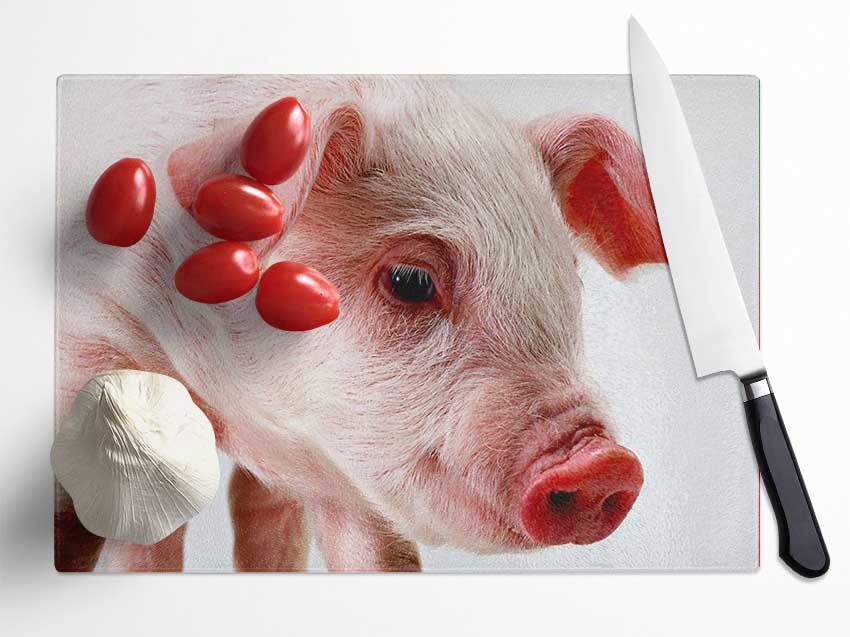 Pink Pig Glass Chopping Board