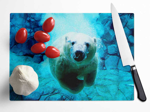 Polar Bear Ocean Glass Chopping Board