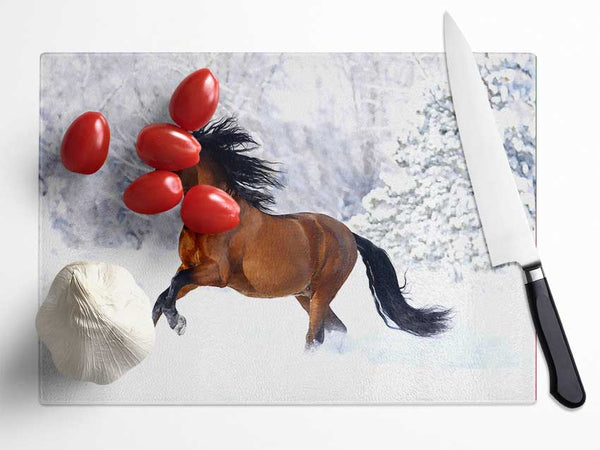 Racing Horse Glass Chopping Board