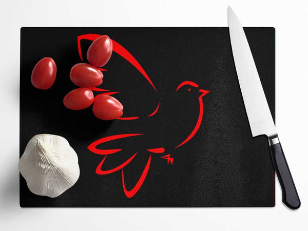 Red Bird Glass Chopping Board