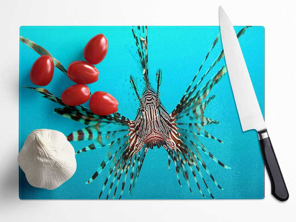 Red Lionfish Glass Chopping Board