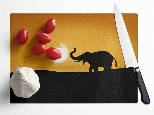 Safari Elephant Glass Chopping Board