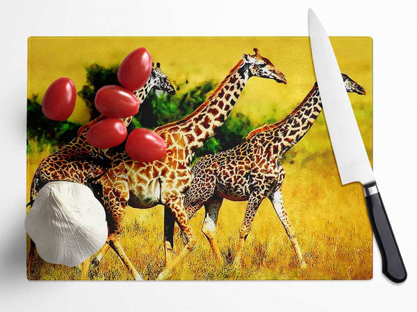 Safari Giraffe Glass Chopping Board