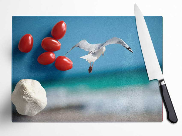 Seagull Over The Ocean Glass Chopping Board