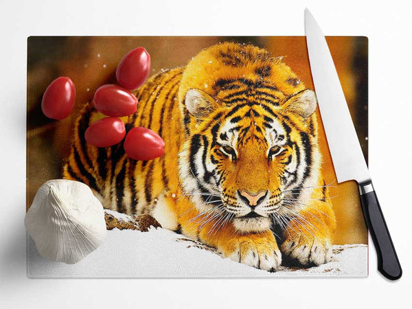 Siberian Snow Tiger Glass Chopping Board