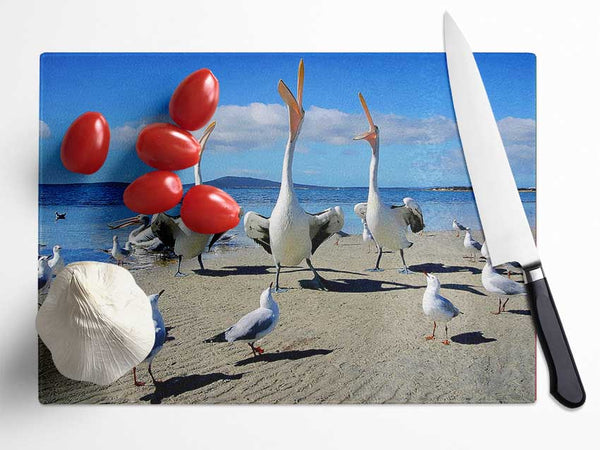 Singing Seagulls Glass Chopping Board