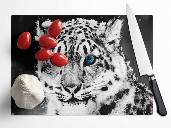 Snow Blue Eye Leopard Glass Chopping Board