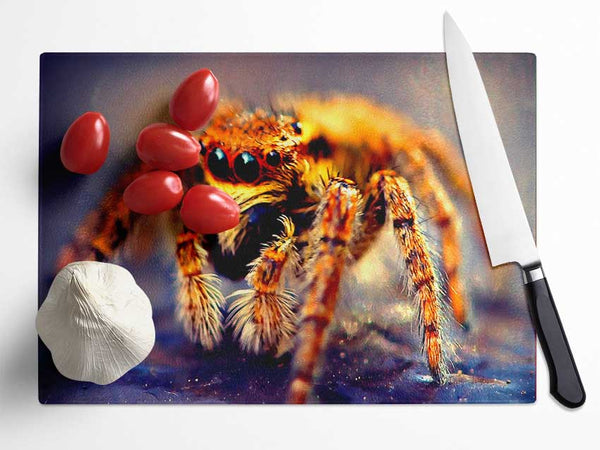 Spider Close-Up Glass Chopping Board