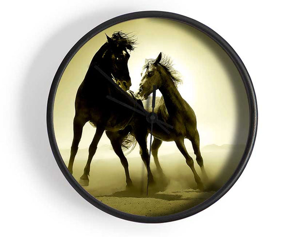 The Love Of Horses Sepia Clock - Wallart-Direct UK