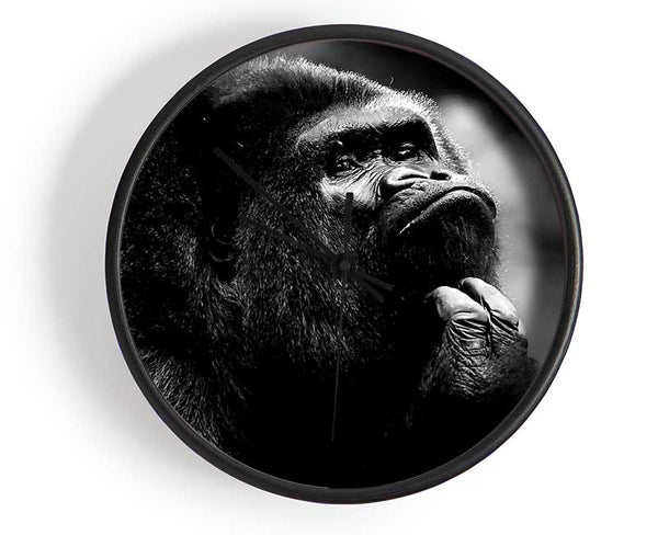 Thoughtful Gorilla B n W Clock - Wallart-Direct UK