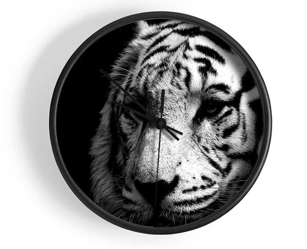 Tiger Black And White Clock - Wallart-Direct UK