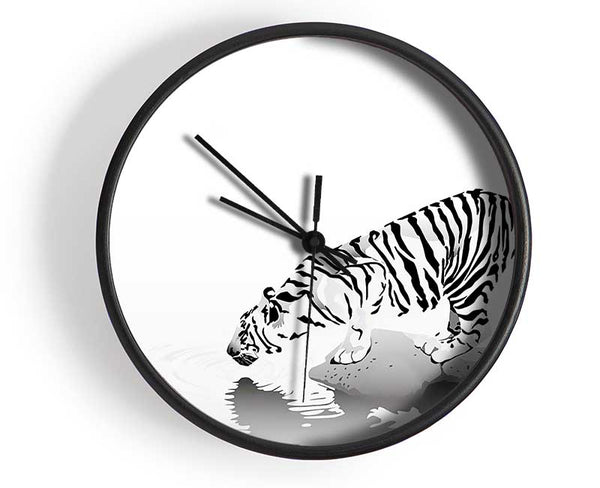 Tiger Drinking Clock - Wallart-Direct UK