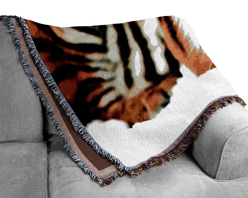 Tiger After The Hunt Woven Blanket