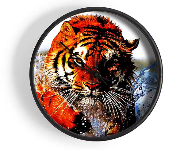 Tiger Running In Water Clock - Wallart-Direct UK