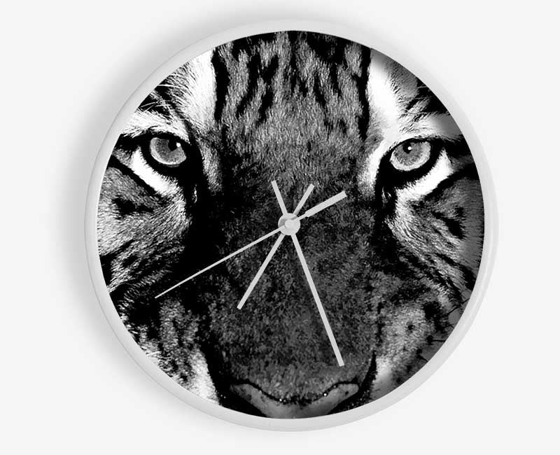 Tiger Stare B n W Clock - Wallart-Direct UK