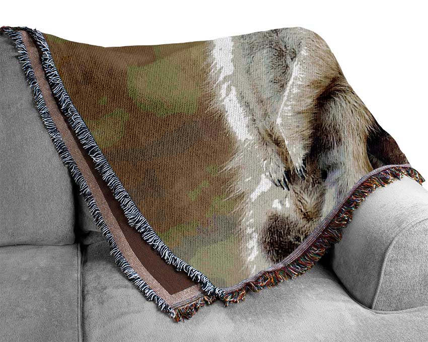 Trio Of Leaning Meerkats Woven Blanket