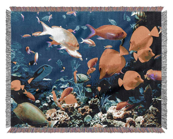 Tropical Fish Underwater Woven Blanket